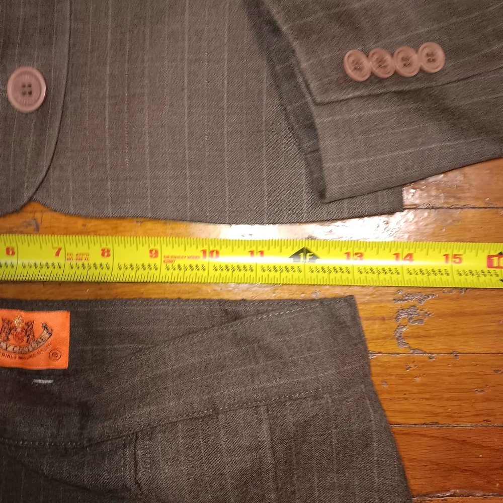 Juicy Coutur Y2k Brown Pinstripe Blazer and Skirt Set - Picture 6 of 9